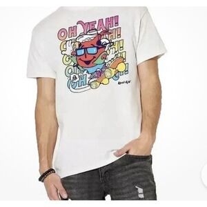 Kool‎ Aid Mens Kool-Aid Man Skateboarding Oh Yeah!!! White Shirt LG